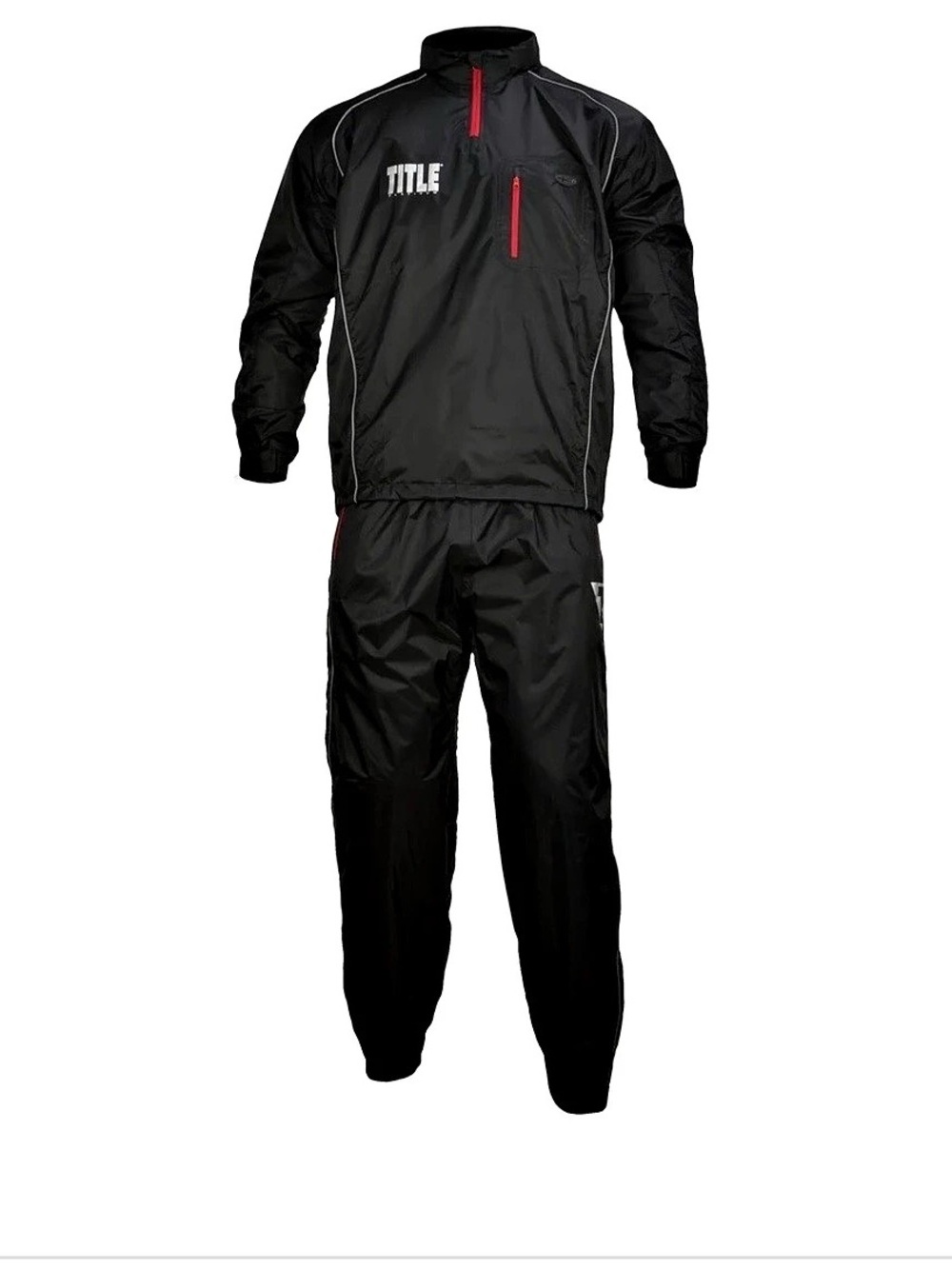 TITLE Platinum Prevail Rubberized Sauna Suit Black Rubberized Nylon Sauna Suit